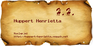 Huppert Henrietta névjegykártya